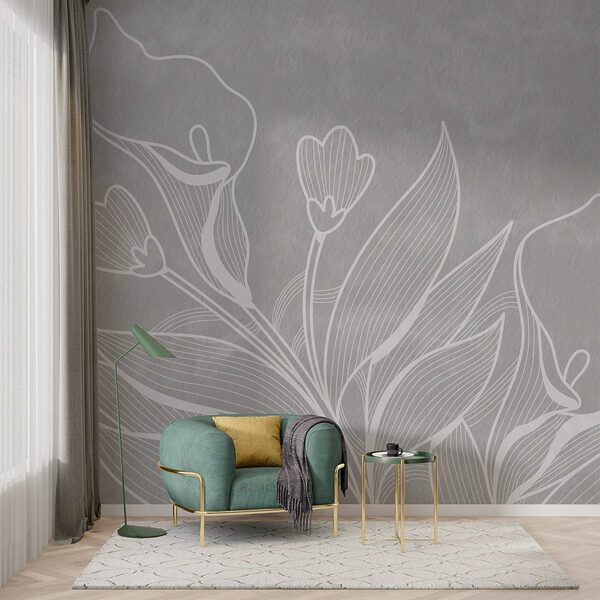 White line drawing of flowers White line drawing of flowers