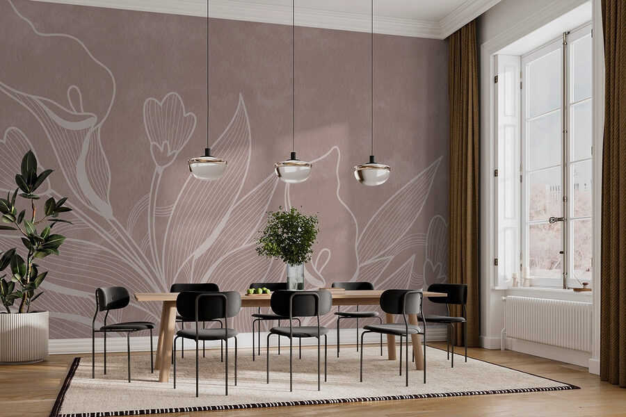Delicate floral line art design