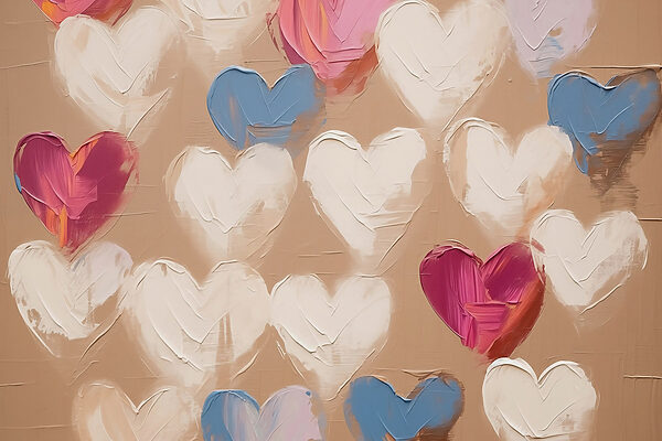 Colorful hearts on a textured background w02226p 600x400 - Colorful hearts on a textured background