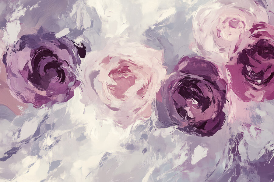 Painting of flowers on a surface