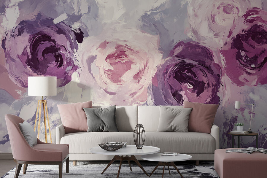 Painting of flowers on a surface