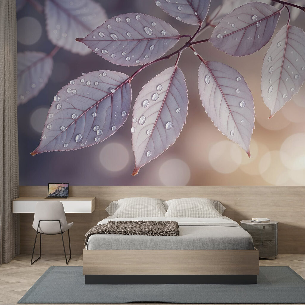 Delicate leaves with dewdrops resting Delicate leaves with dewdrops resting