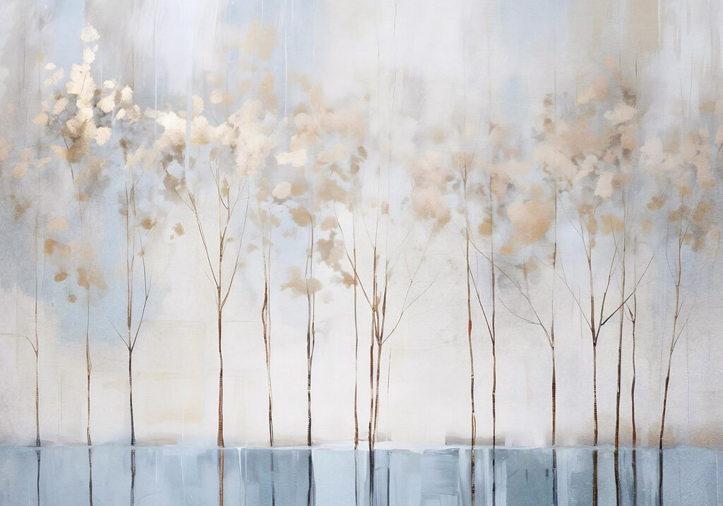 Painting of trees in a row Painting of trees in a row