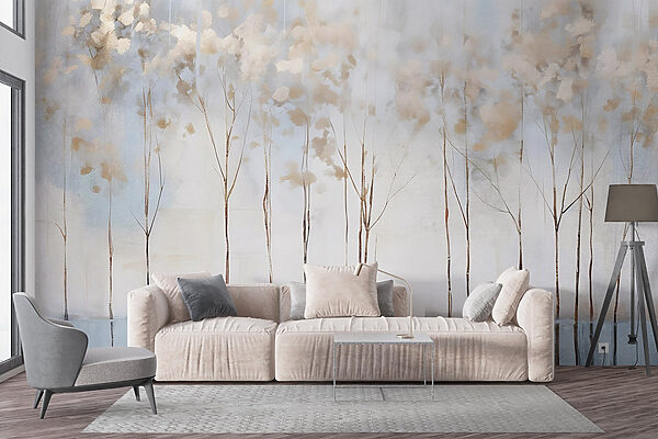 Painting of trees in a row Painting of trees in a row