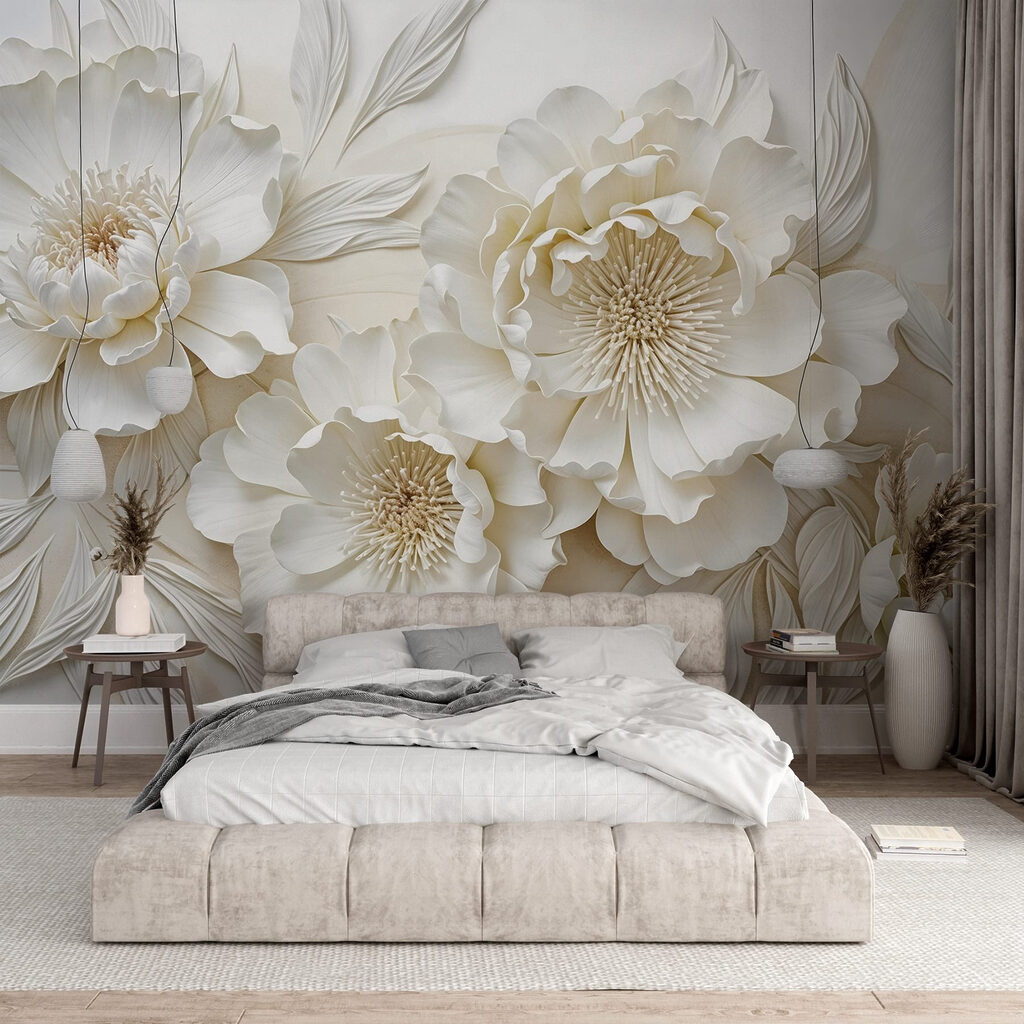 White flowers with leaves White flowers with leaves