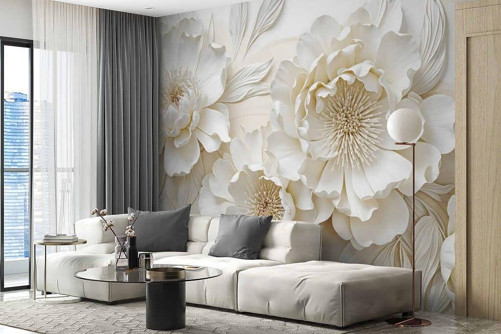 White flowers with leaves White flowers with leaves