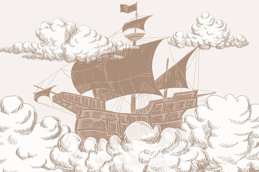 Drawing of a ship with a flag on it Drawing of a ship with a flag on it