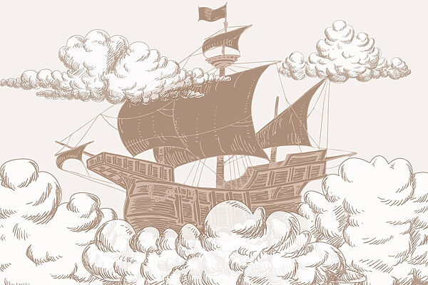 Drawing of a ship with a flag on it Drawing of a ship with a flag on it