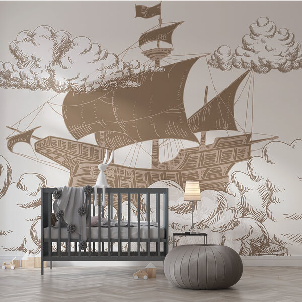 Drawing of a ship with a flag on it Drawing of a ship with a flag on it