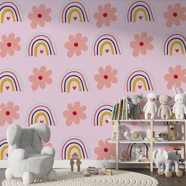 Pattern of flowers and rainbows Pattern of flowers and rainbows