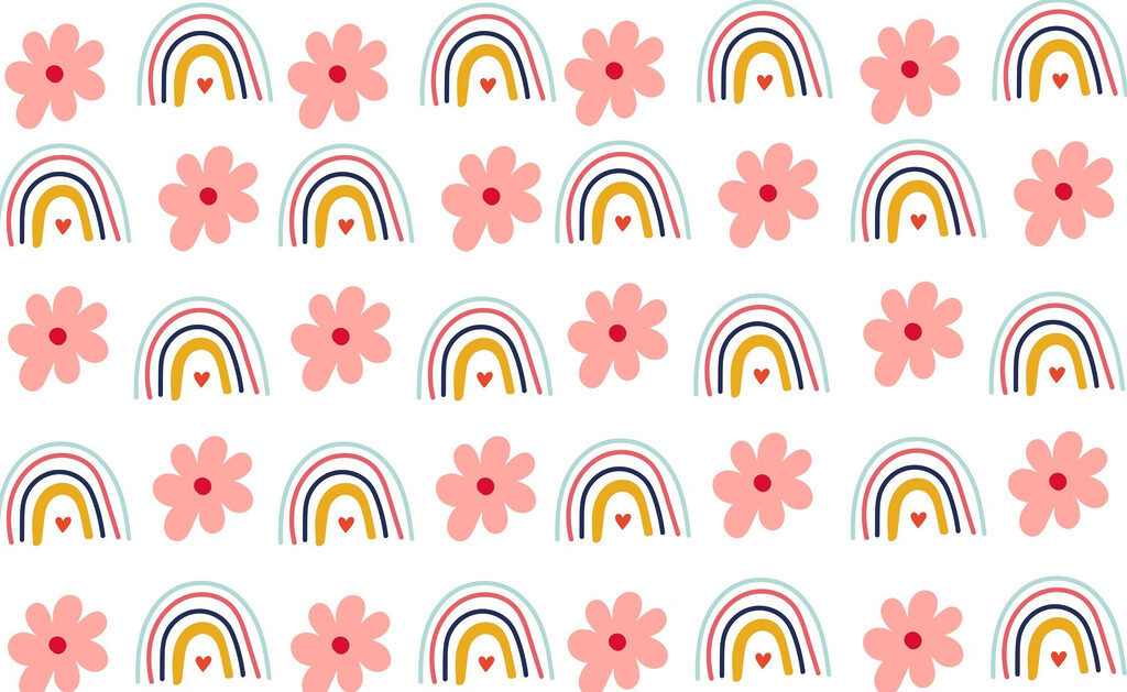 Pattern of flowers and rainbows Pattern of flowers and rainbows