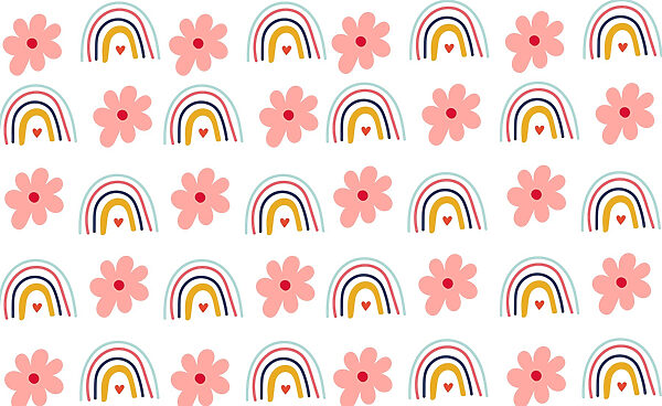 Pattern of flowers and rainbows Pattern of flowers and rainbows