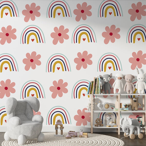 Pattern of flowers and rainbows Pattern of flowers and rainbows