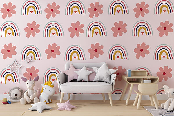 Pattern of flowers and rainbows Pattern of flowers and rainbows