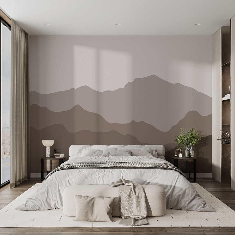 Mountain range with a grey sky