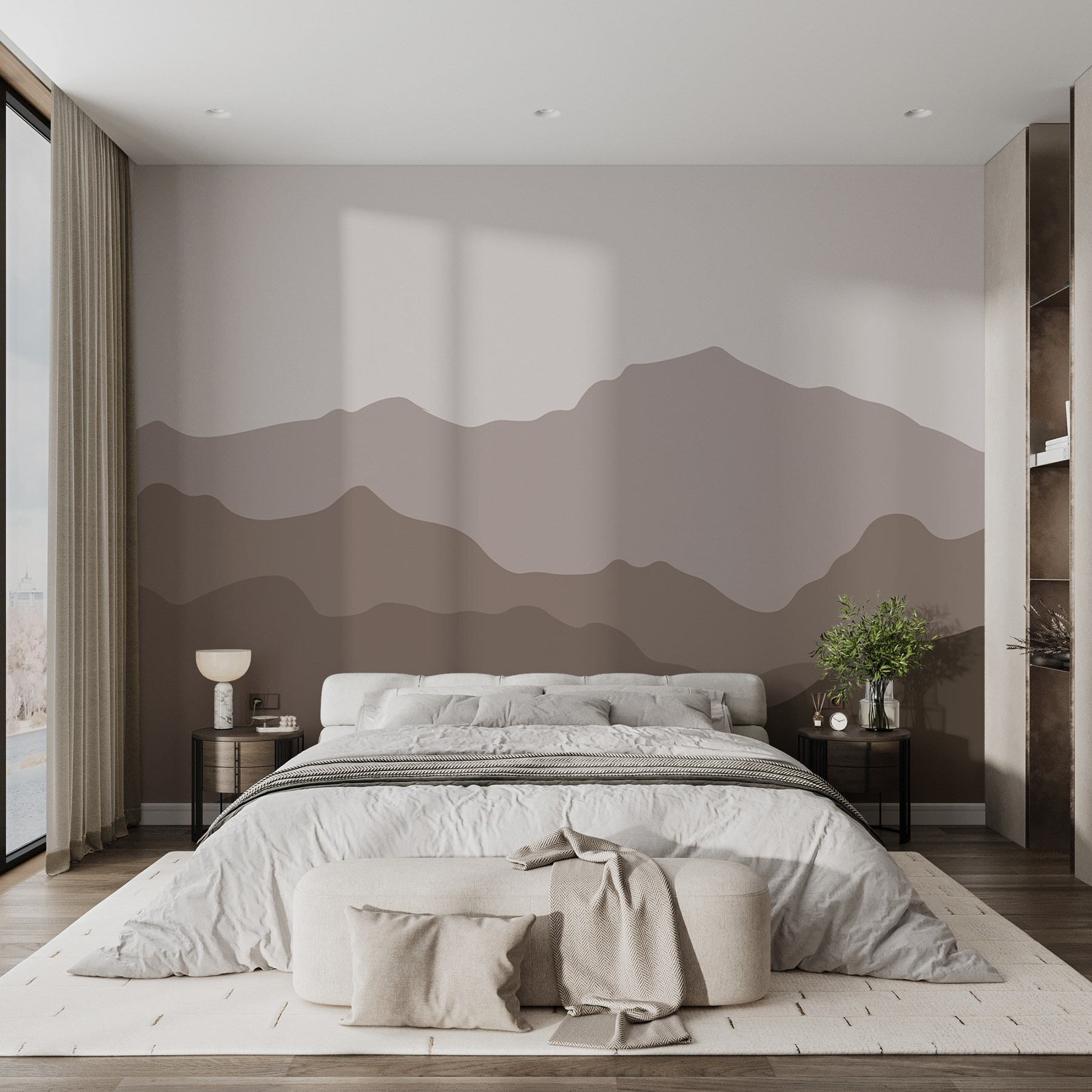 Mountain range with a grey sky