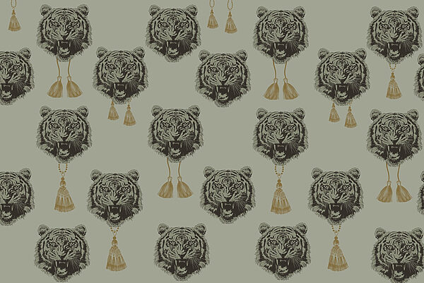 Pattern of tiger heads with tassels Pattern of tiger heads with tassels