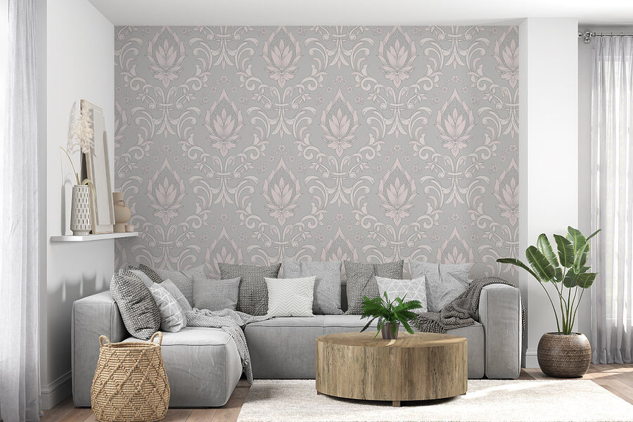 Wall murals Wallpaper with pink and white designs