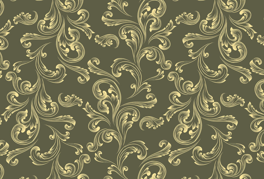 Pattern of swirls on a green background
