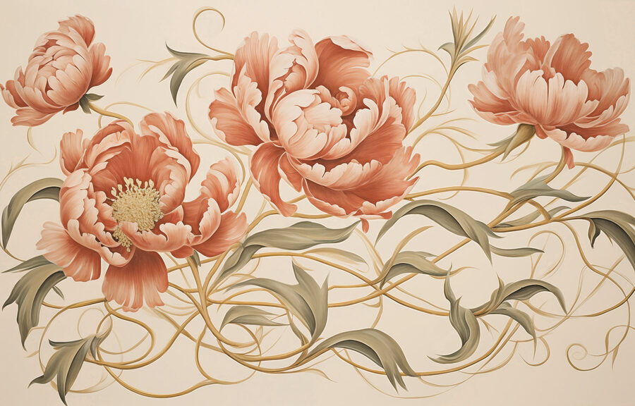 Painting of flowers and vines