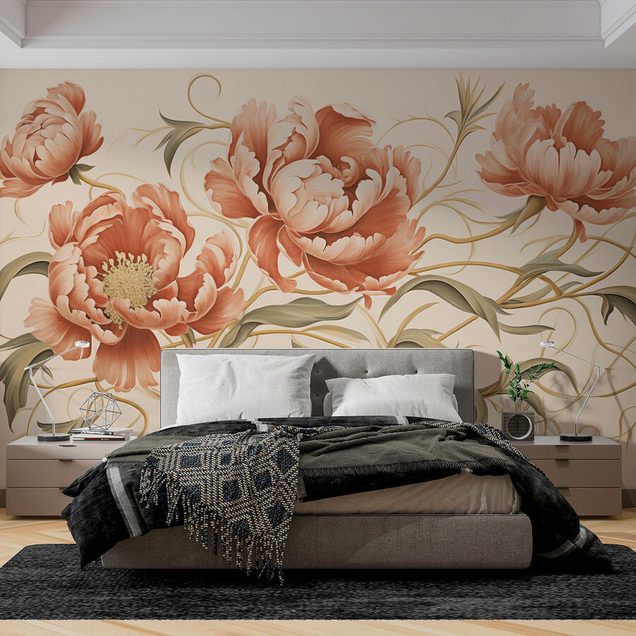 Painting of flowers and vines