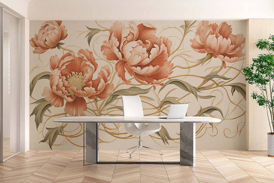 Painting of flowers and vines