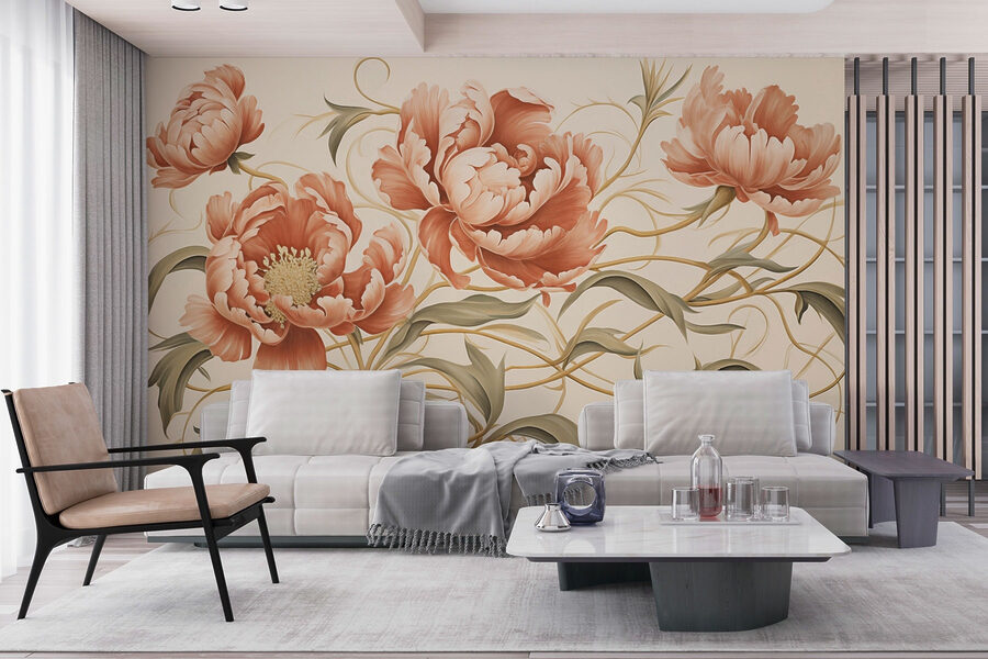 Painting of flowers and vines