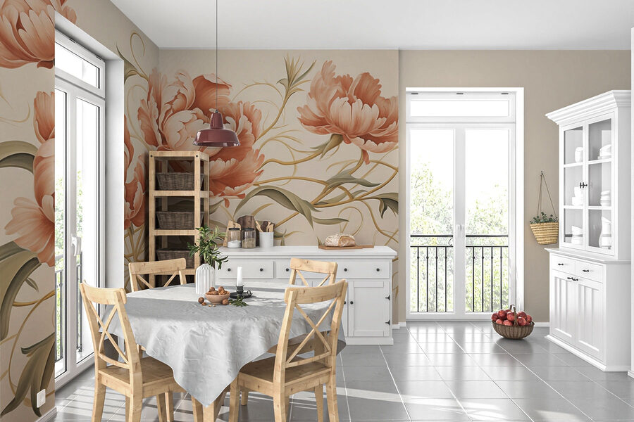 Painting of flowers and vines