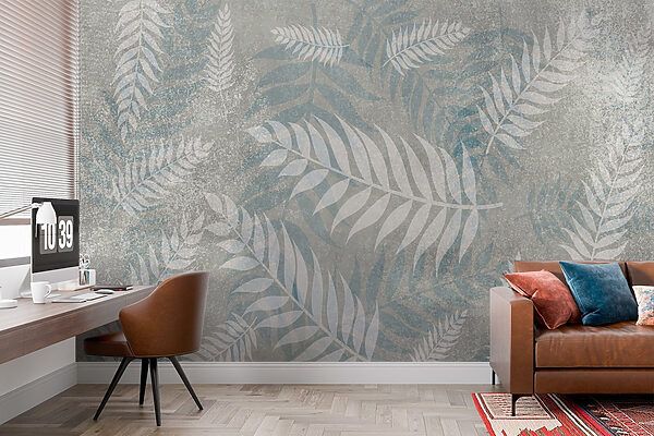 Grey and blue leaf pattern Grey and blue leaf pattern