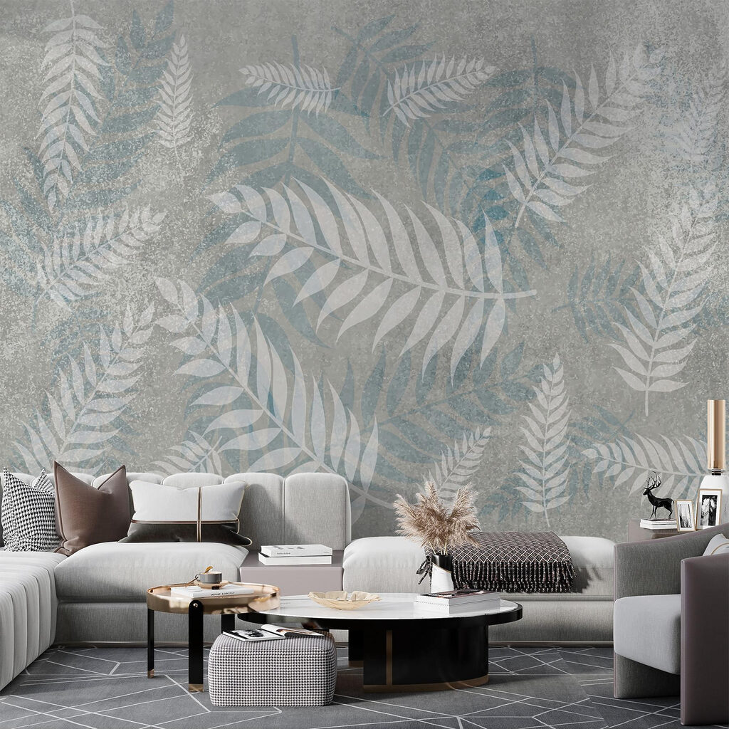 Grey and blue leaf pattern Grey and blue leaf pattern
