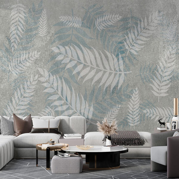 Grey and blue leaf pattern Grey and blue leaf pattern
