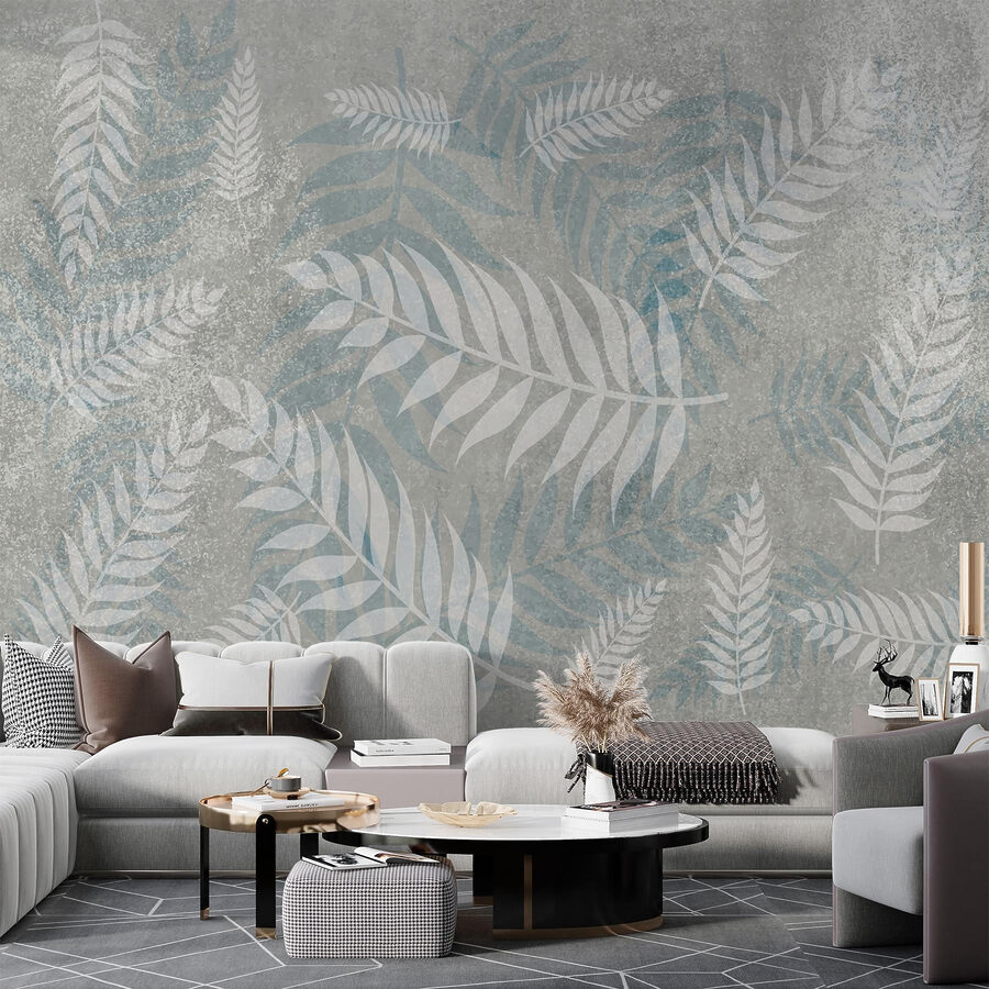 Grey and blue leaf pattern