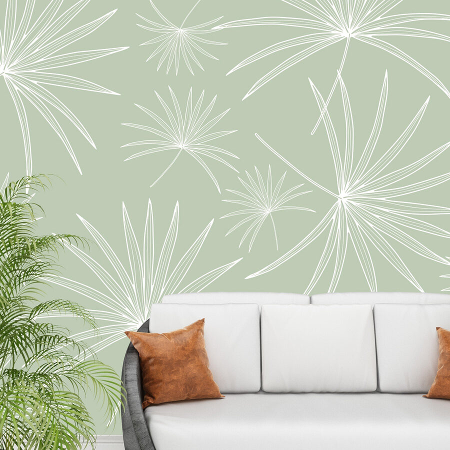 Pattern of white leaves on a green background Pattern of white leaves on a green background