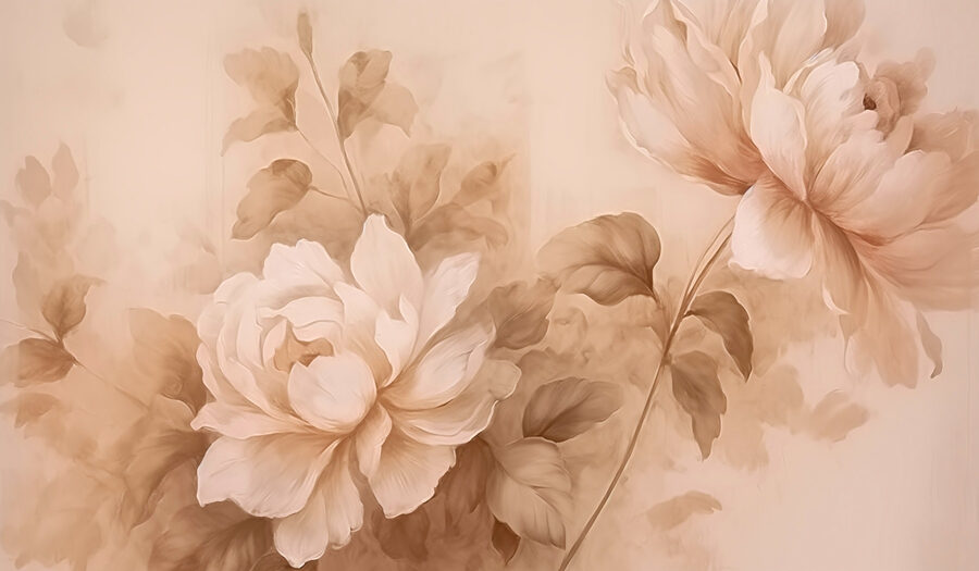 Painting of flowers and leaves