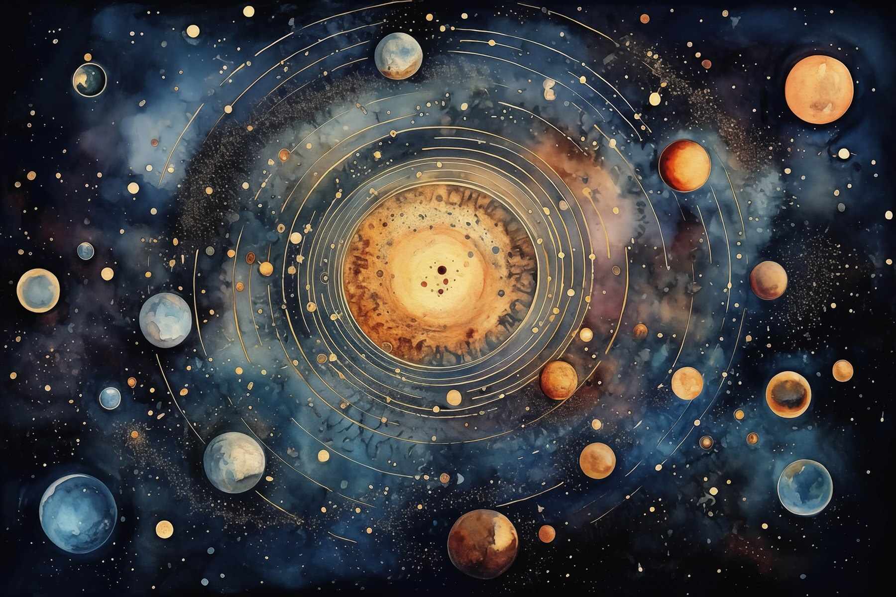 Painting of planets in space Painting of planets in space