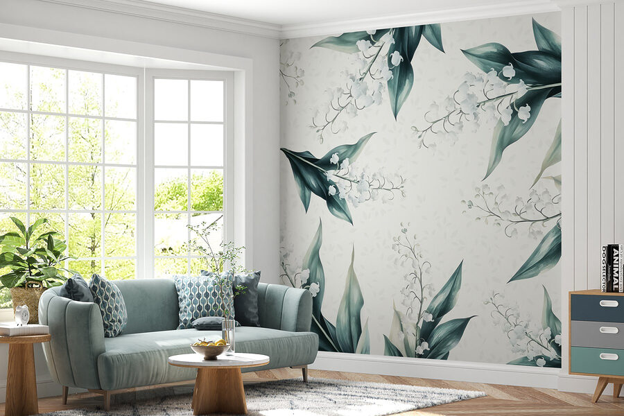 Pattern of flowers and leaves