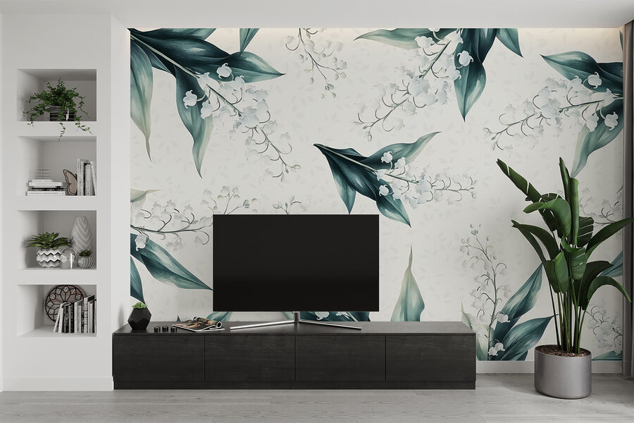 Pattern of flowers and leaves