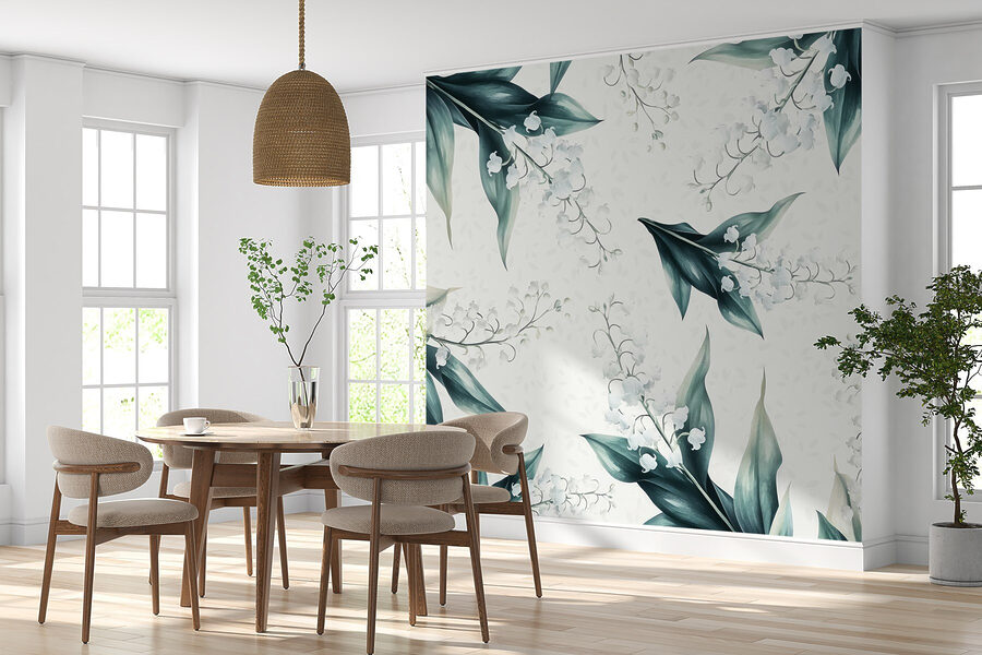 Pattern of flowers and leaves