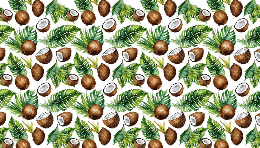 Pattern of coconuts and leaves