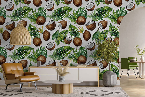 Pattern of coconuts and leaves Pattern of coconuts and leaves