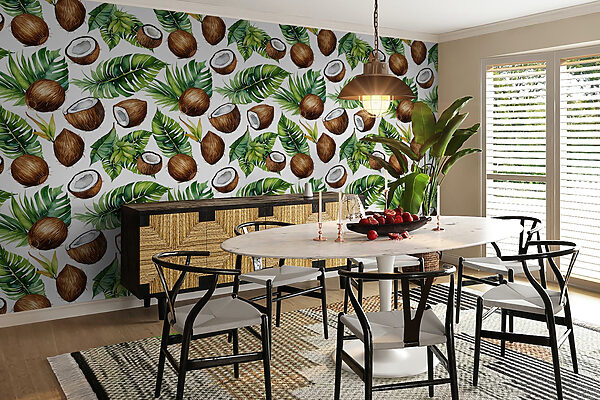 Pattern of coconuts and leaves Pattern of coconuts and leaves
