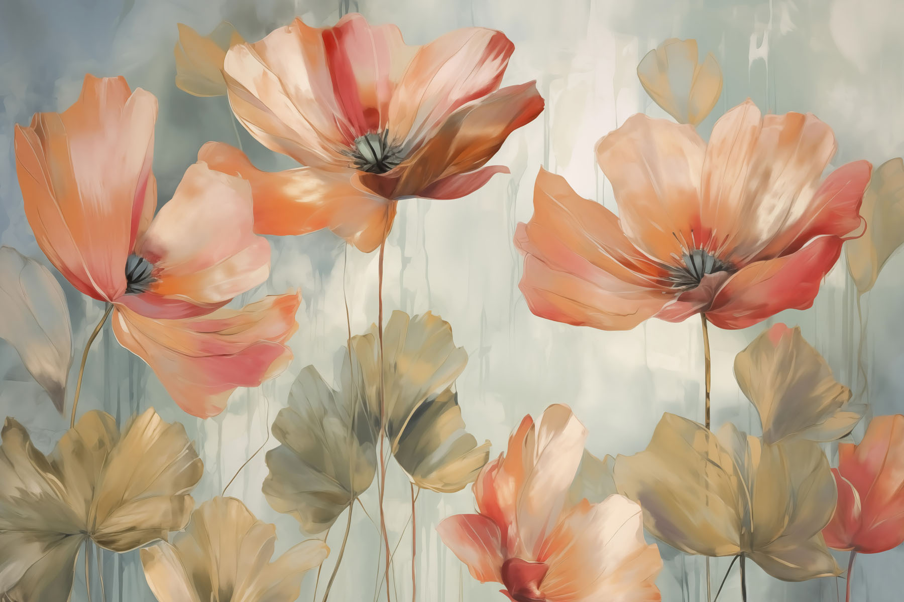 Painting of flowers on a wall Painting of flowers on a wall