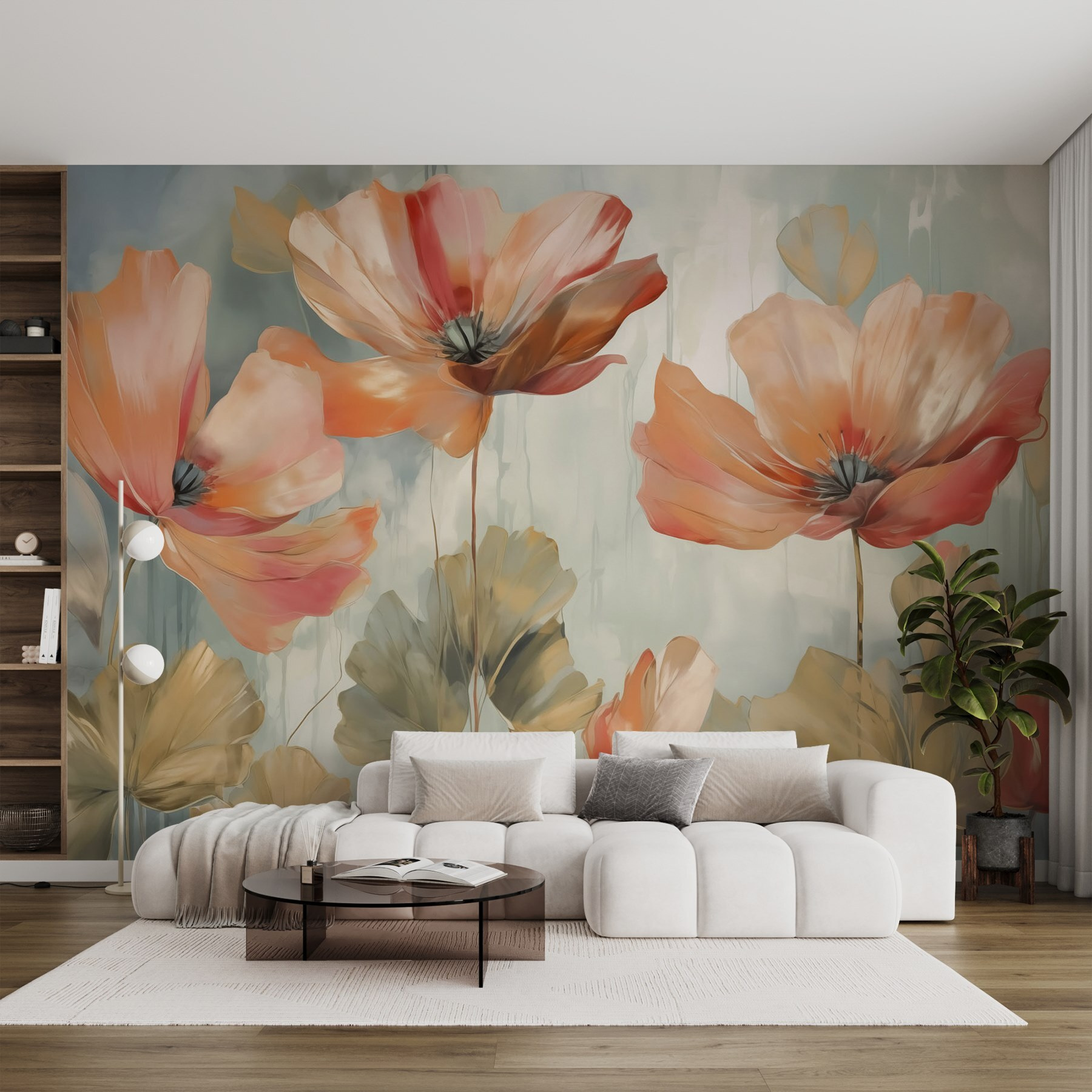 Painting of flowers on a wall Painting of flowers on a wall