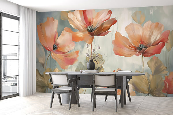 Painting of flowers on a wall Painting of flowers on a wall