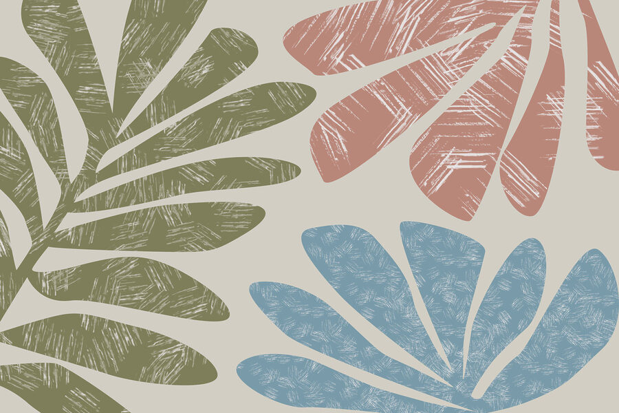 Nature-inspired leaf patterns in pastel tones
