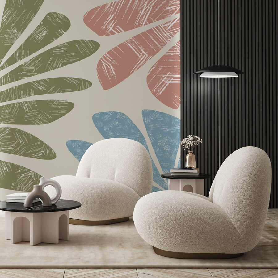 Nature-inspired leaf patterns in pastel tones