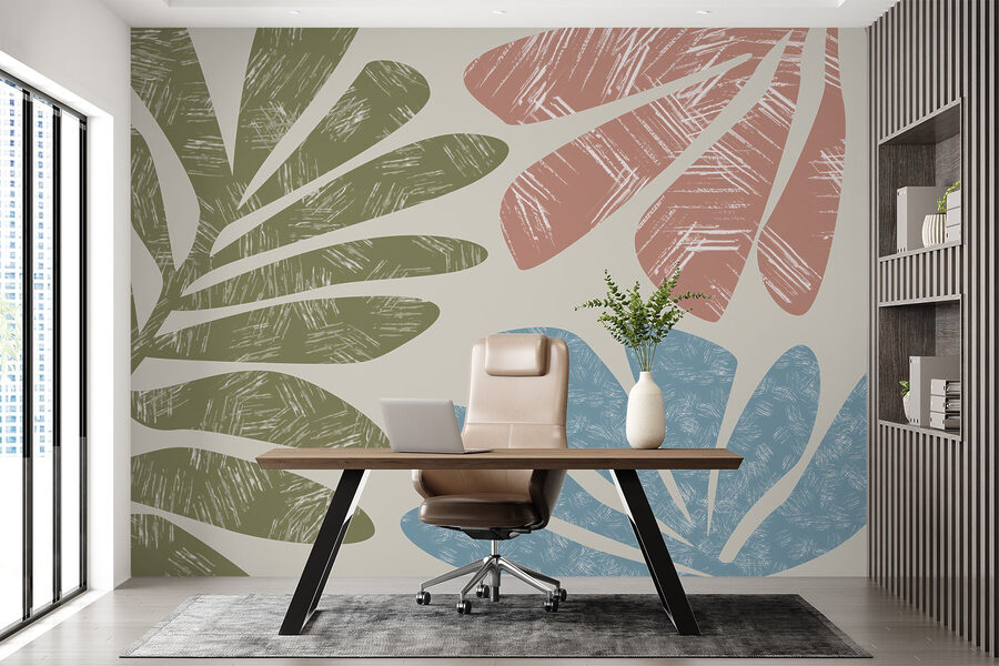 Nature-inspired leaf patterns in pastel tones