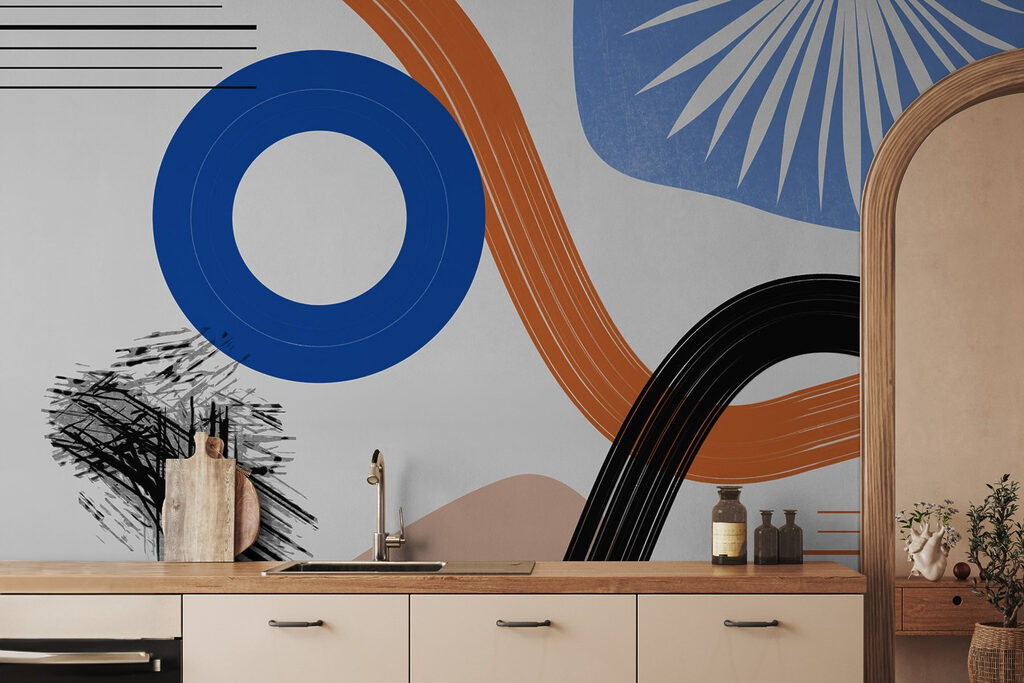 Colorful art piece with lines and circles