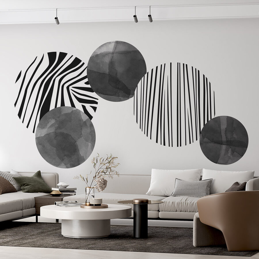 Wall murals Group of circles with zebra stripes