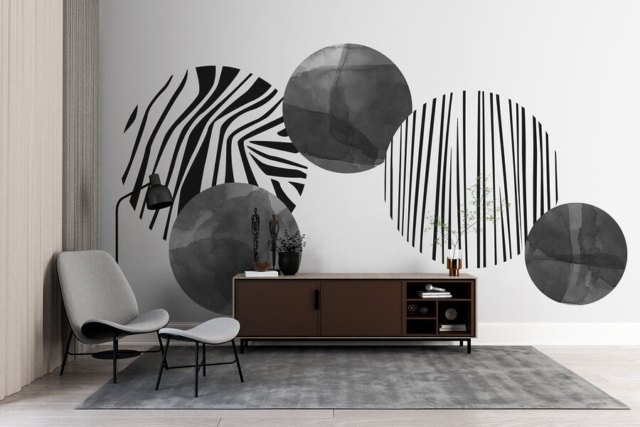 Wall murals Group of circles with zebra stripes - Image 2
